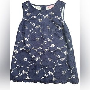 Lilly Pulitzer Navy Blue Eyelet Tank XS